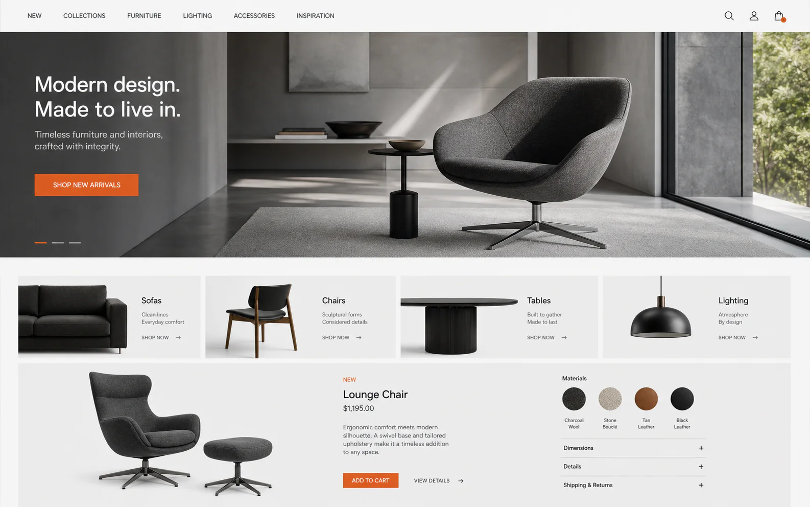Morrow furniture storefront theme preview